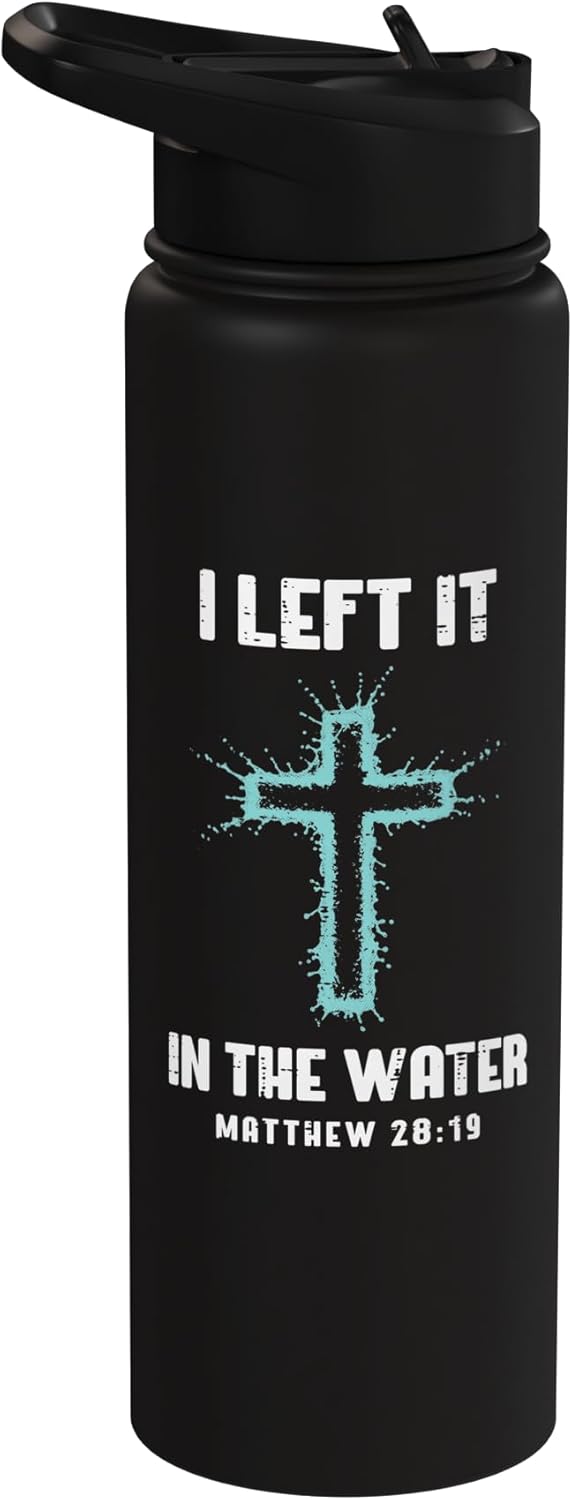 Botella de agua acero inoxidable aislada Cruz cristiana para adultos y niños