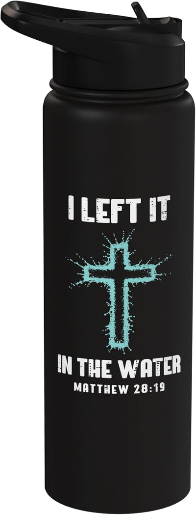 Botella de agua acero inoxidable aislada Cruz cristiana para adultos y niños