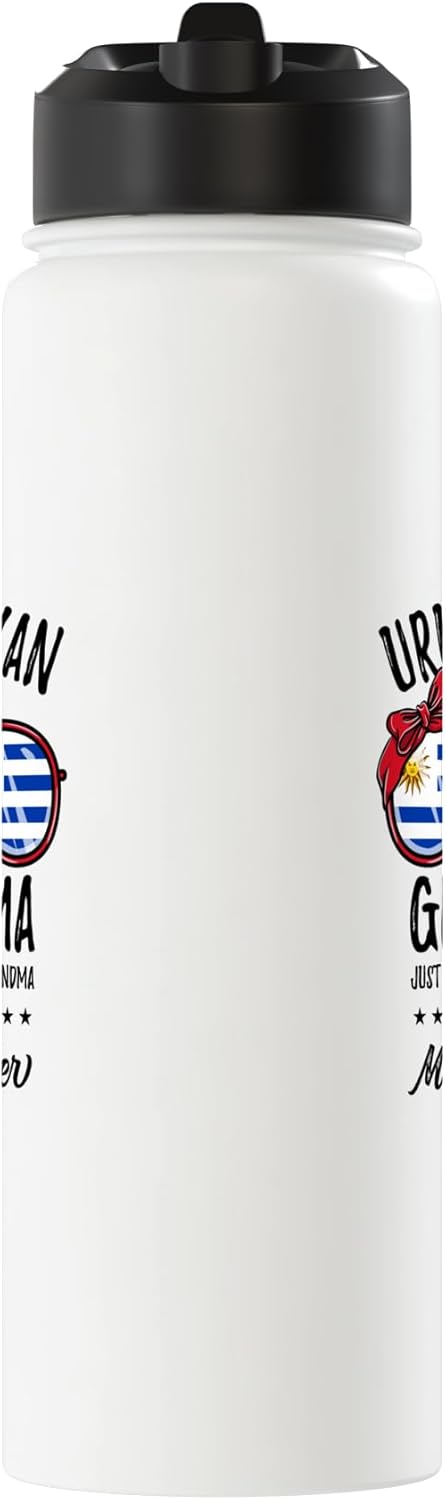Botella de agua acero inoxidable aislada estilo abuela uruguaya