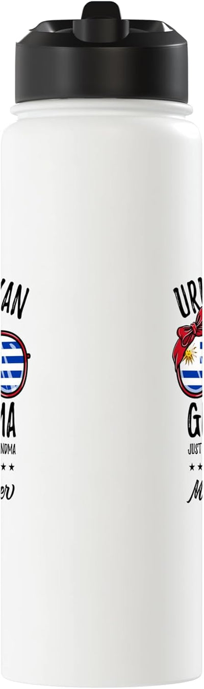 Botella de agua acero inoxidable aislada estilo abuela uruguaya