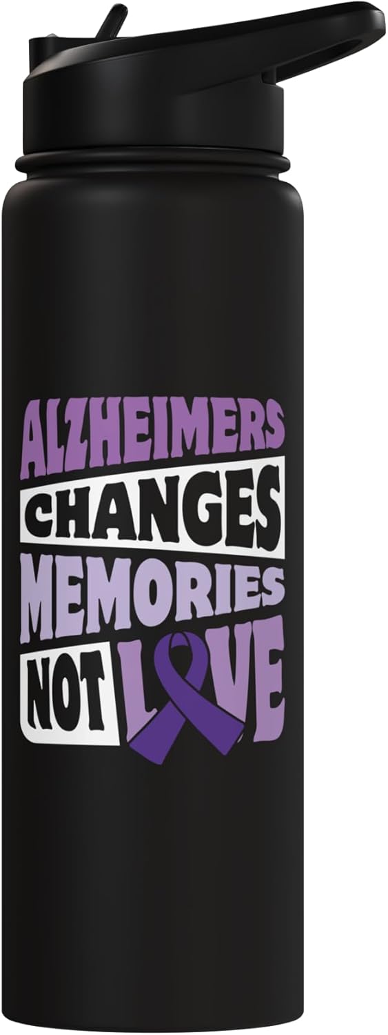 Botella agua acero inox aislada para mujer con Alzheimer