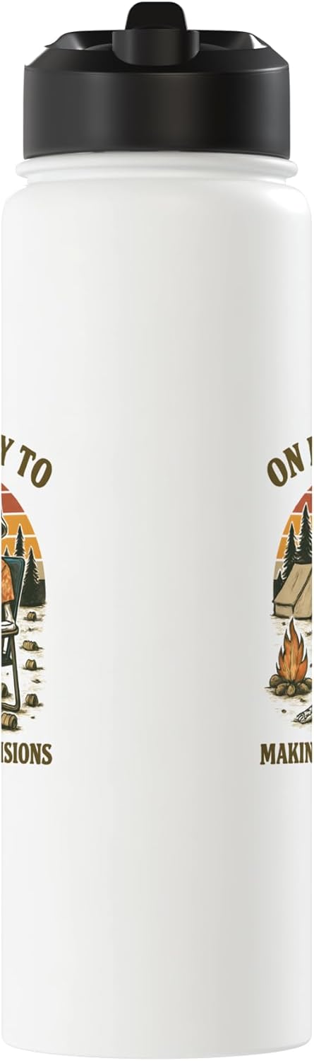 Botella agua acero inox aislada para camping divertida