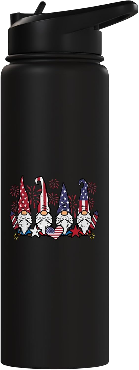 Botella de agua acero inoxidable patriótica con bandera estadounidense