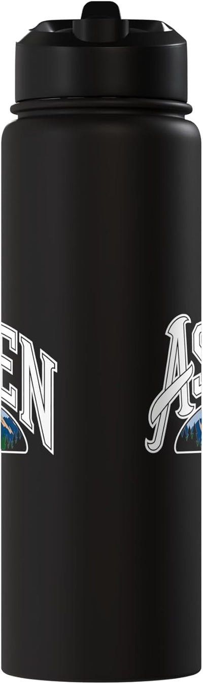 Botella de agua acero inoxidable aislada diseño americano