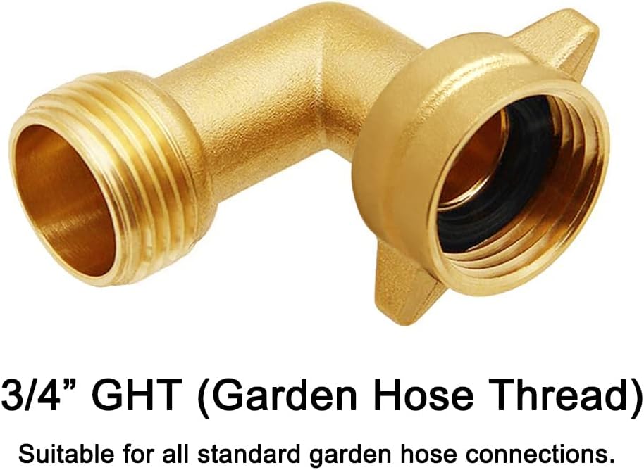 Manguera jardín 3/4pulg conector latón 90grados tapas hembra set 2