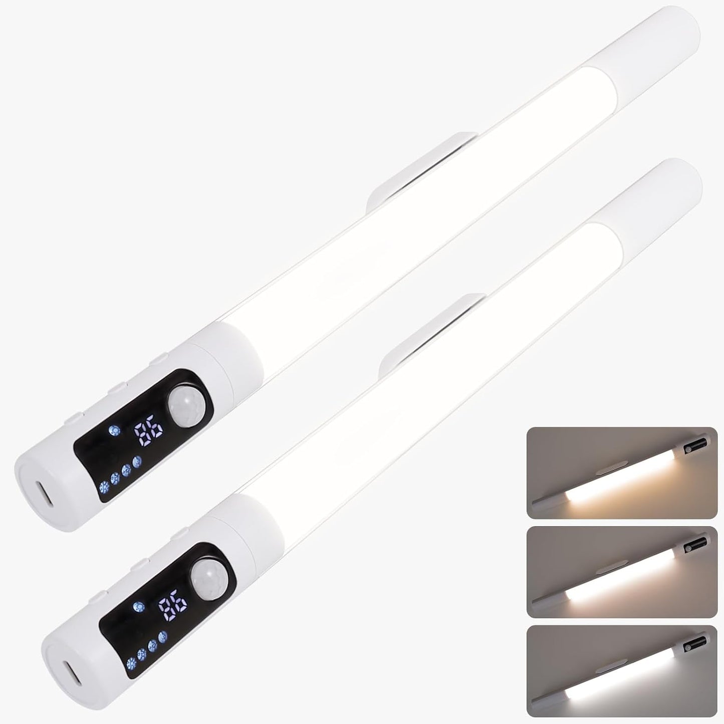 2 Luces LED Recargables 15.2pulg Digital 4 Brillos 3 Colores