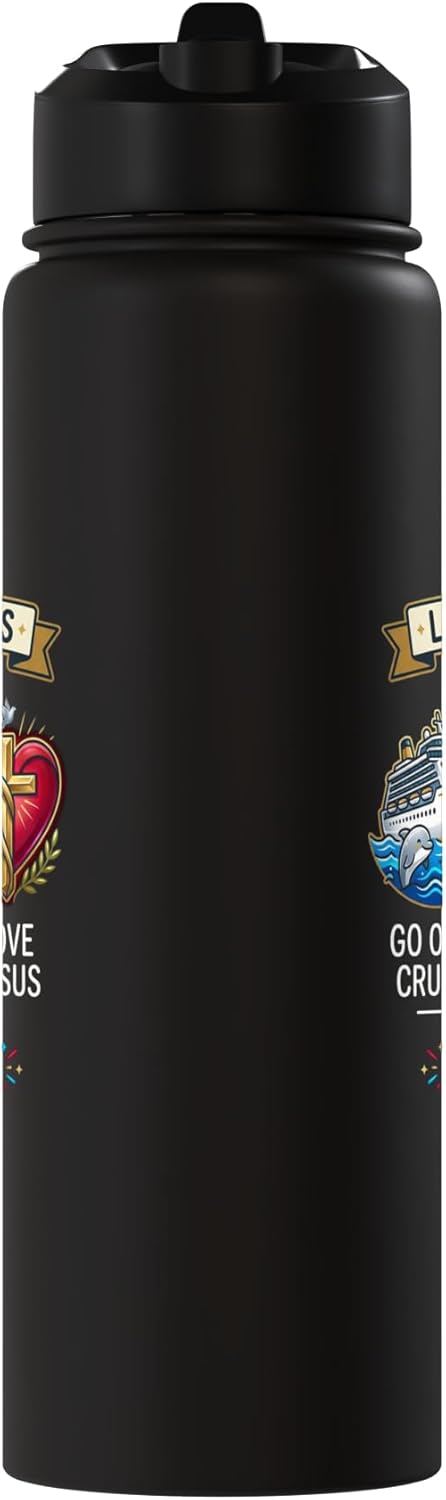 Botella agua acero inox aislada para vacaciones cristianas