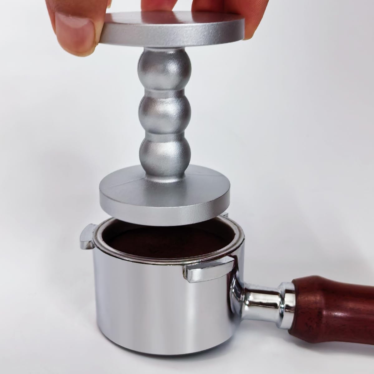 Tamper café doble cara 2.008x2.283pulg plata