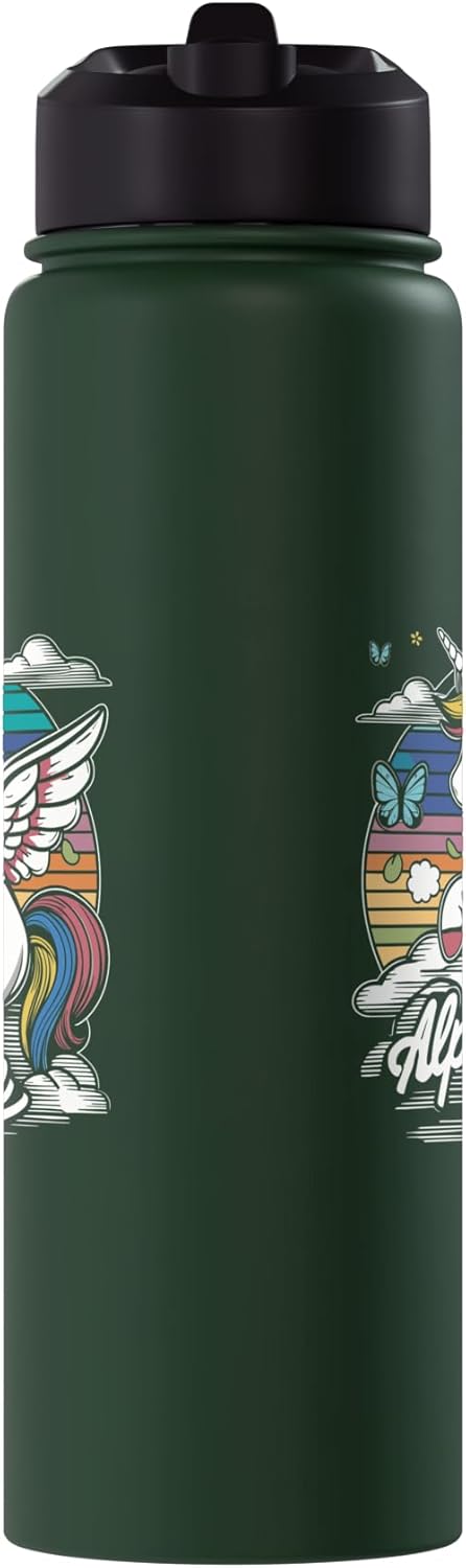 Botella agua acero inox aislada unicornio retro