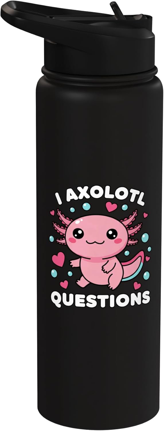 Botella agua acero inox aislada con chiste axolote