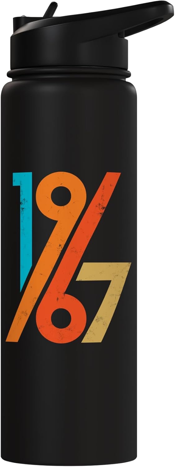 Botella de agua vintage estilo 60s acero inoxidable 1967