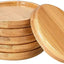 Bandejas redondas bambú 2.52pulg para macetas y platillos (6 pzas)