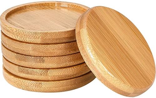 Bandejas redondas bambú 2.52pulg para macetas y platillos (6 pzas)