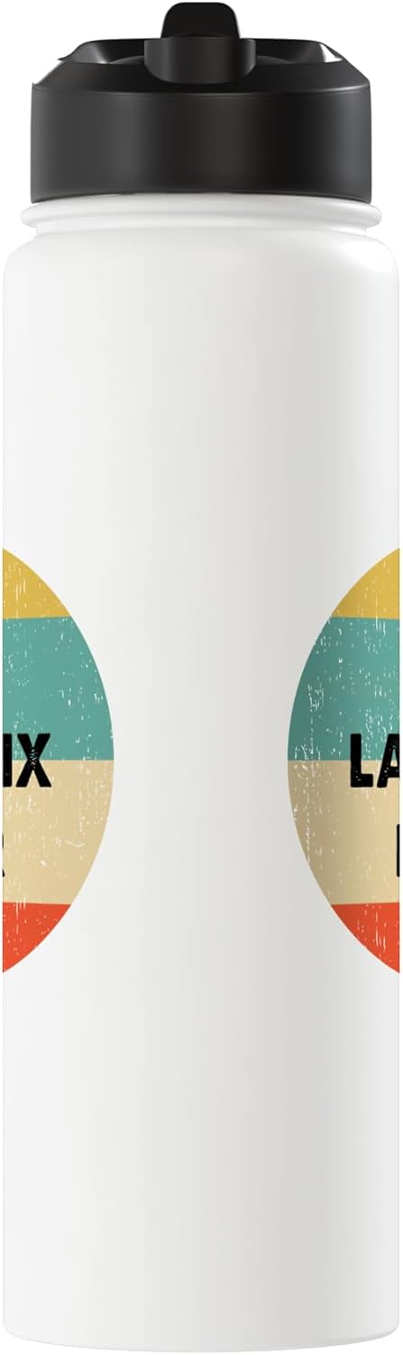 Botella de agua acero inoxidable Lacroix Name aislada