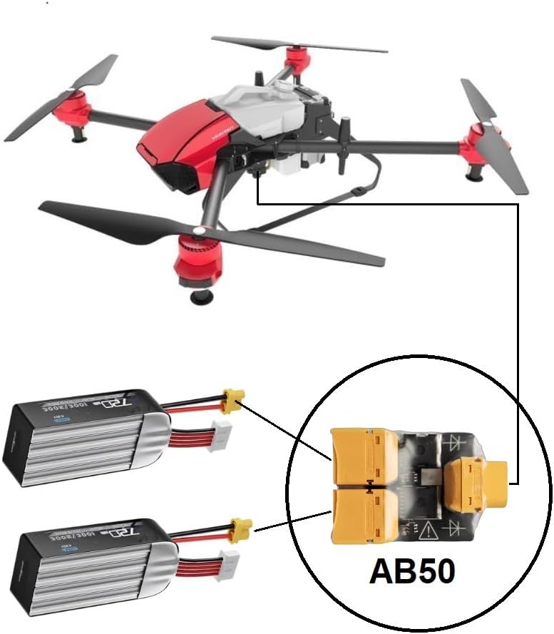 Placa paralela AB50 XT60 50A con conmutación automática