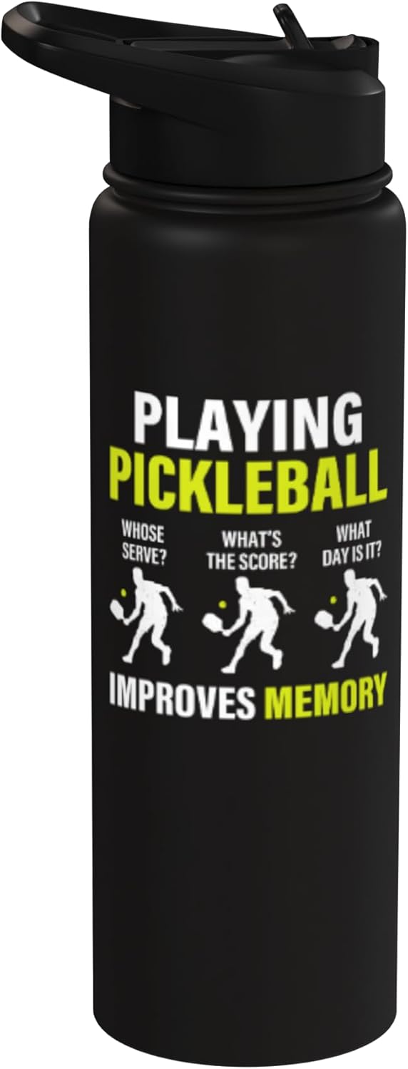 Botella de agua acero inoxidable con slogan de pickleball
