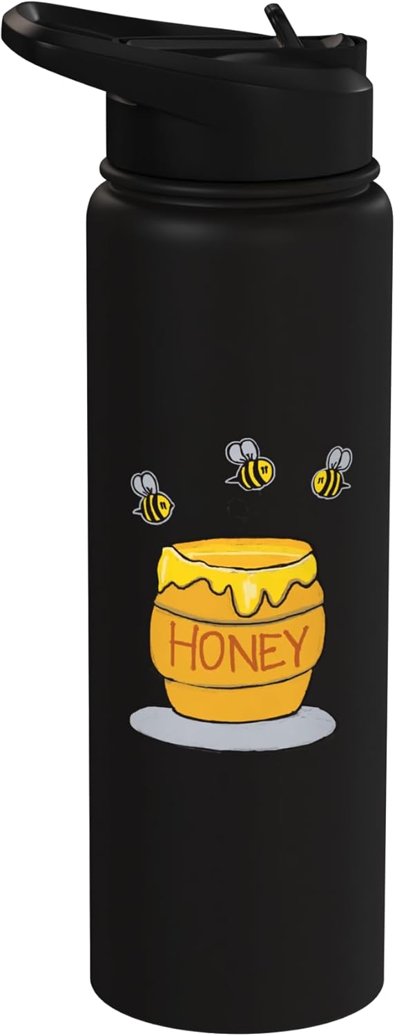 Botella de agua acero inoxidable con abejas y miel