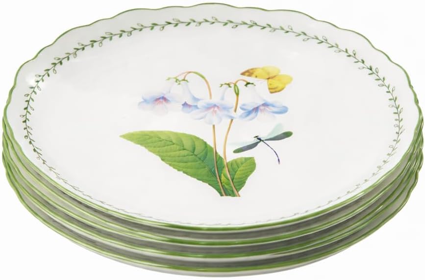 Set 4 Platos Porcelana Elegantes Patrón Artístico