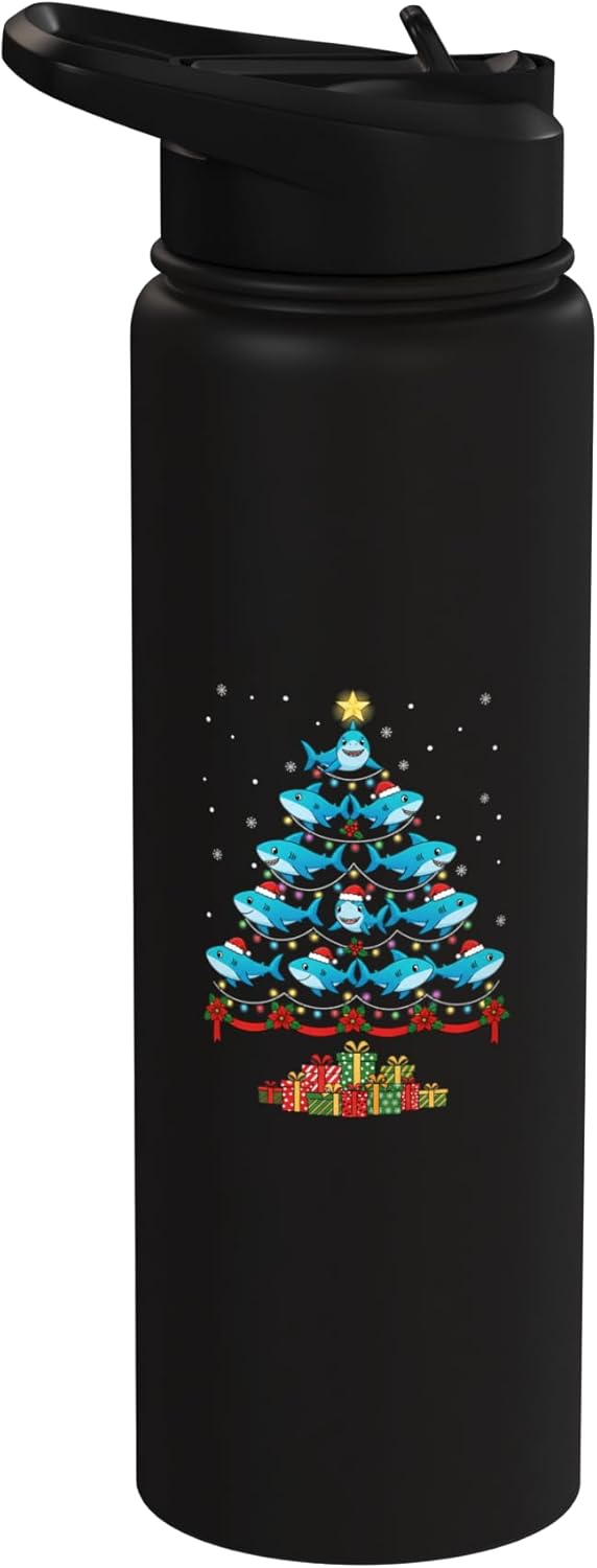 Bolso termo para agua navideño de acero inoxidable con gorros de santa