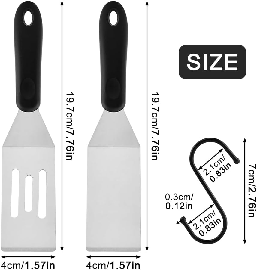 Juego de 3 espátulas de acero inoxidable con ganchos para cocina