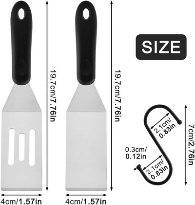 Juego de 3 espátulas de acero inoxidable con ganchos para cocina