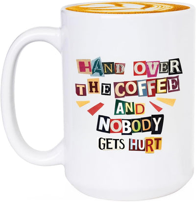 Taza divertida con texto en inglés blanco 15 oz