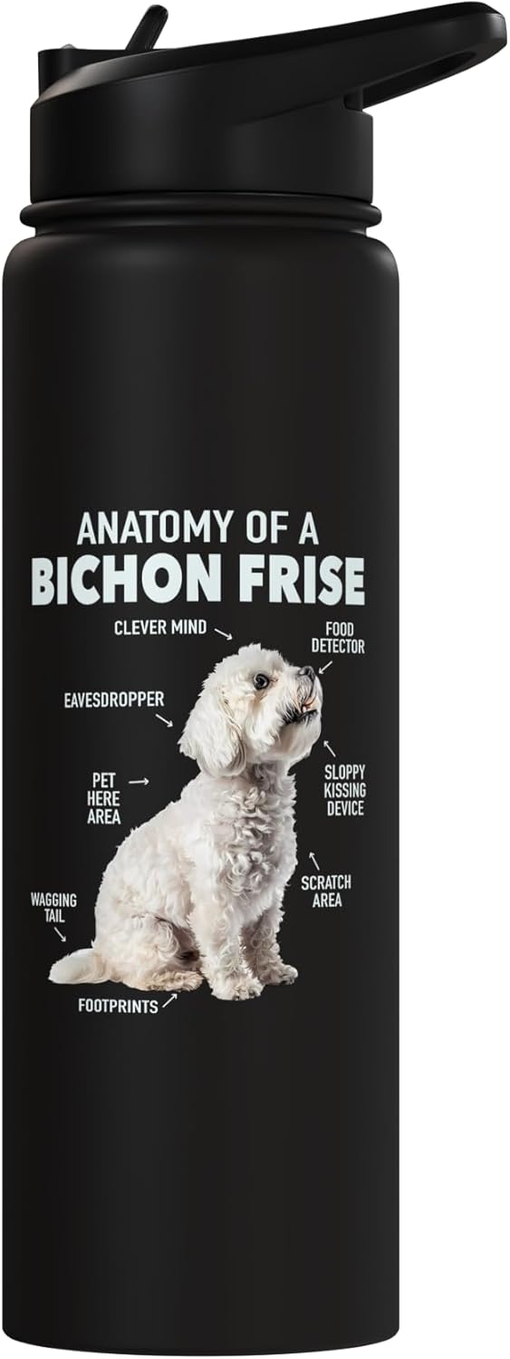 Botella de agua aislada acero inoxidable Bichon Frise