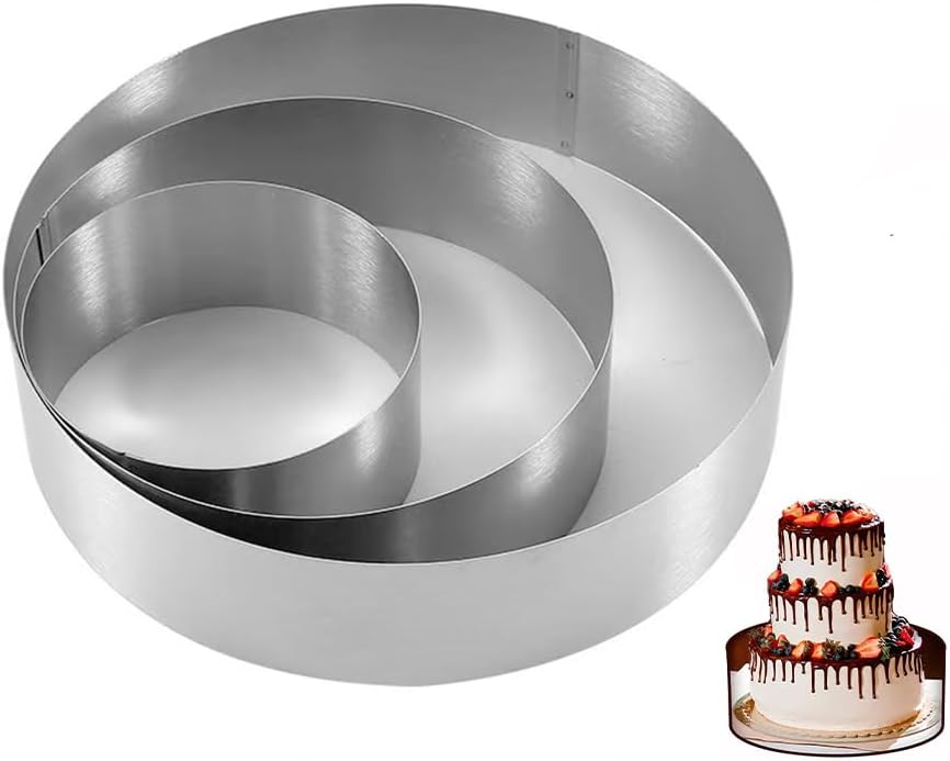 Molde redondo grande de acero inoxidable para tartas traje de 4/6/8 pulgadas
