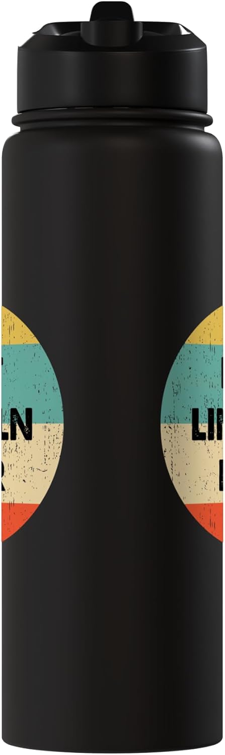 Botella de agua acero inoxidable Lincoln Name aislada