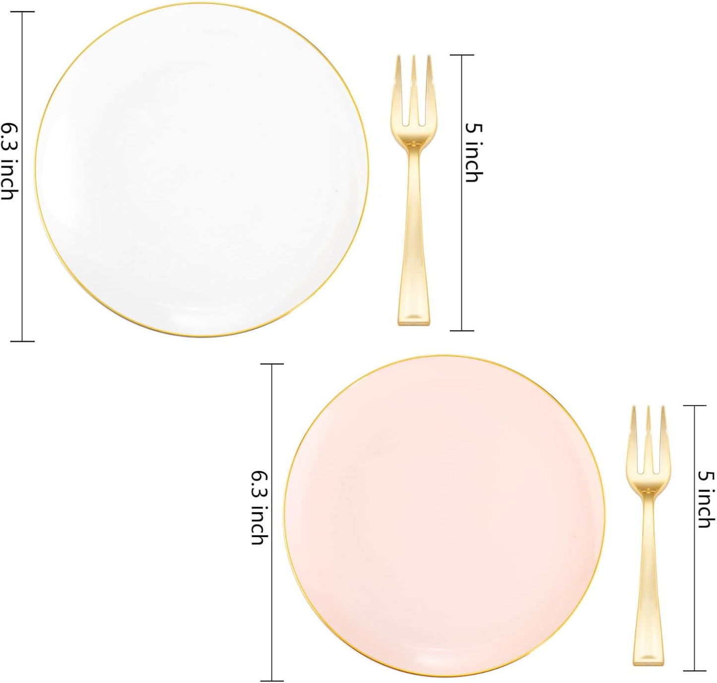 Set 400 Platos Postre Dorado 6.3pulg Tenedores 5