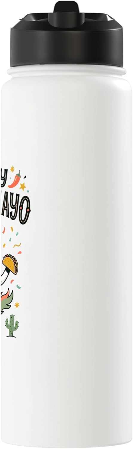 Botella de agua acero inoxidable diseño fiesta unicornio Cinco de Mayo