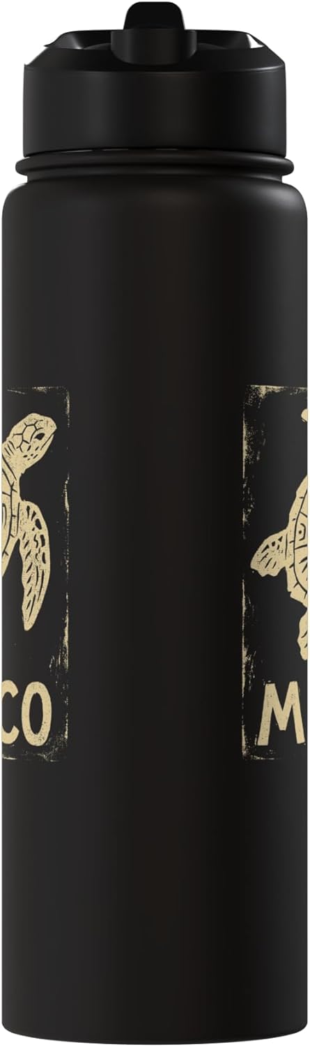 Botella de agua acero inoxidable vintage grunge con motivos maya