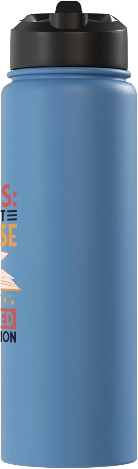 Botella agua acero inox aislada para libros