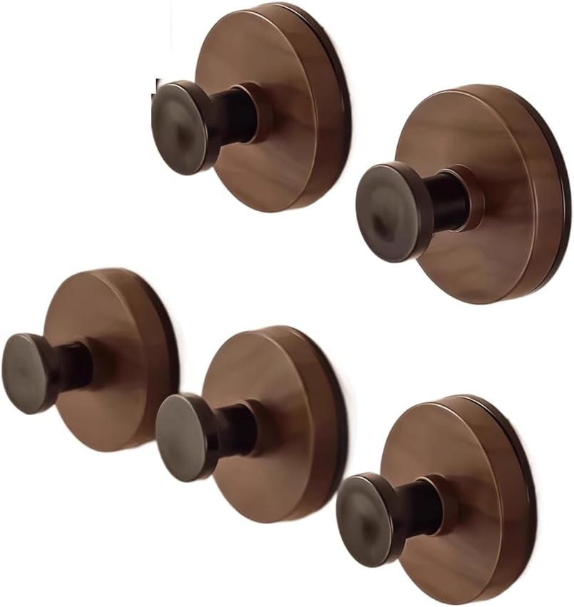 Ganchos ventosa set 5 pzas madera nogal para ducha toalla cocina