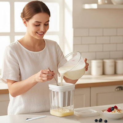 Colador de yogur con 3 bolsas de malla fina y cuchara para griegos, sopa, café