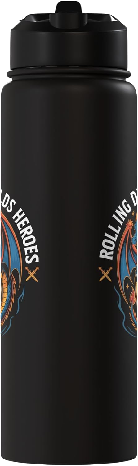Botella de agua acero inoxidable para gamer RPG con mesa D20