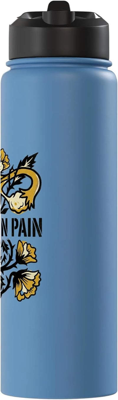 Botella de agua acero inoxidable aislada con diseño floral para endometriosis