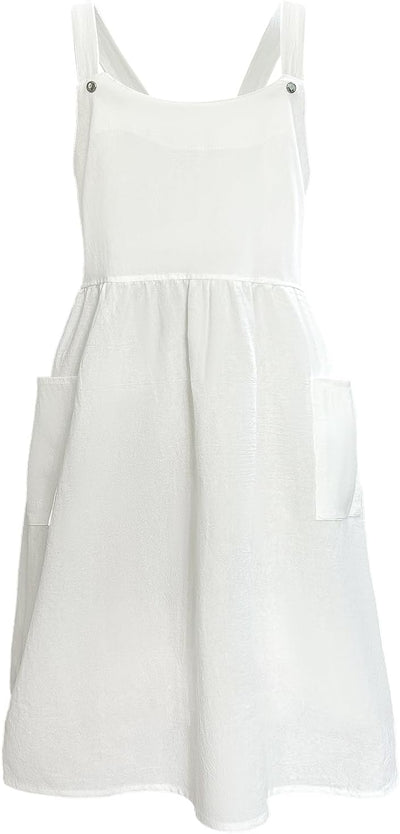 Delantal vintage blanco Cityelf para disfraz de pionera estilo victoriano con volantes y bolsillos