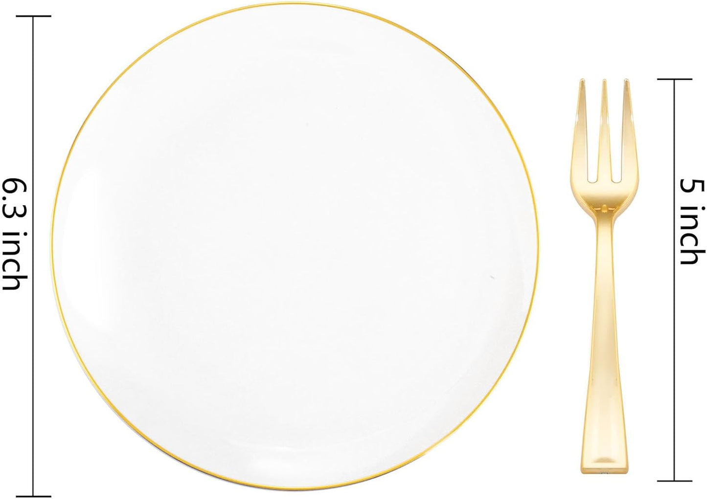 200 Platos Postre Dorado 6.3pulg con Tenedores 5pulg