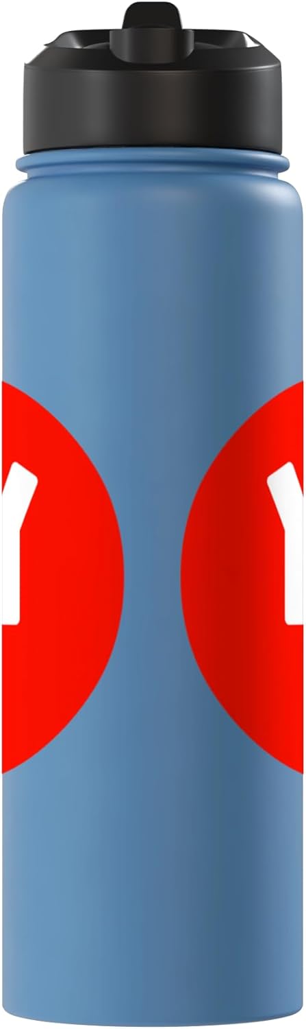 Botella de agua aislada de acero inoxidable letra psi griega