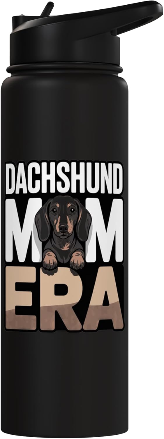 Botella agua acero inox aislada perro dachshund