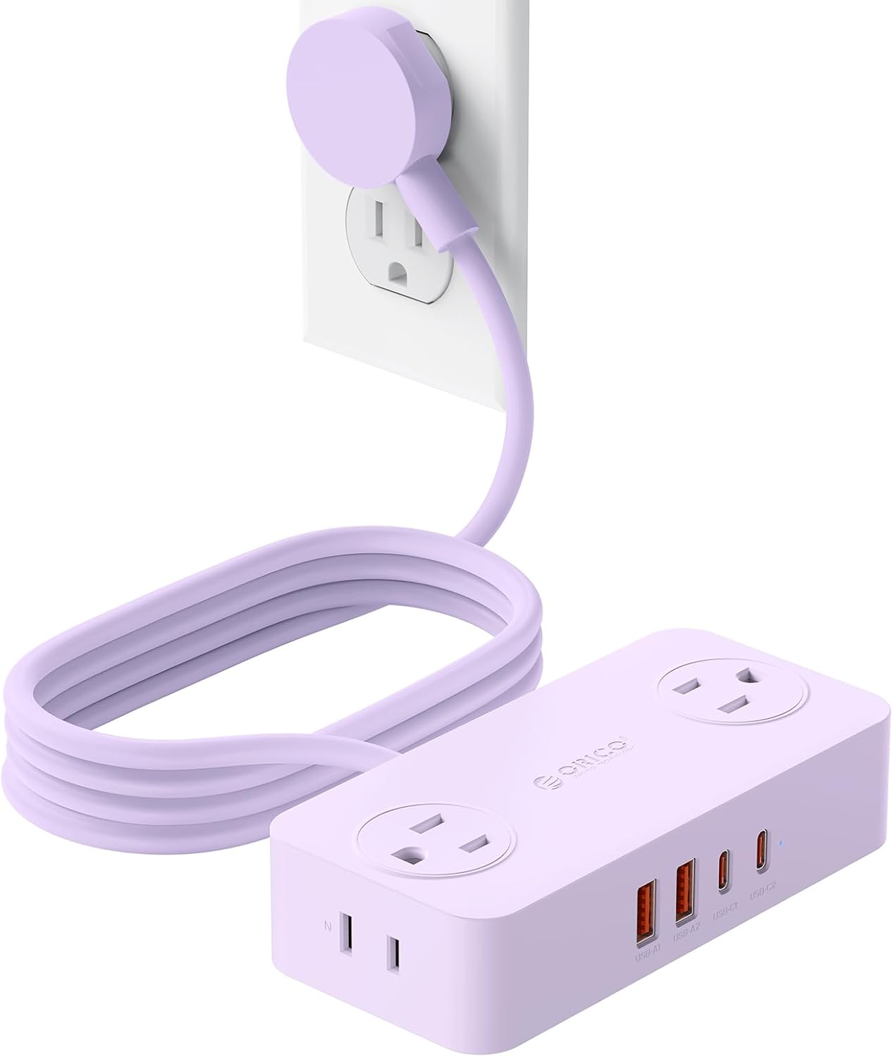 Regleta alimentación con USB y 5 pies cable extensión