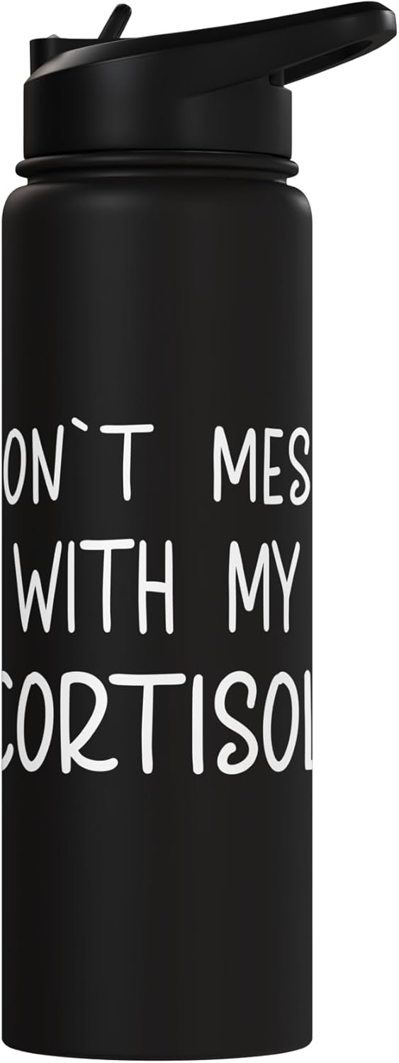 Botella agua acero inox aislada meme cortisol