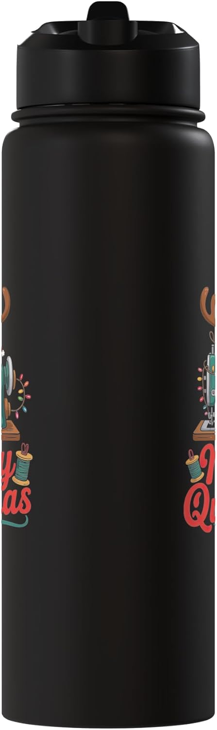 Botella de agua acero inoxidable aislada navideña con Santa