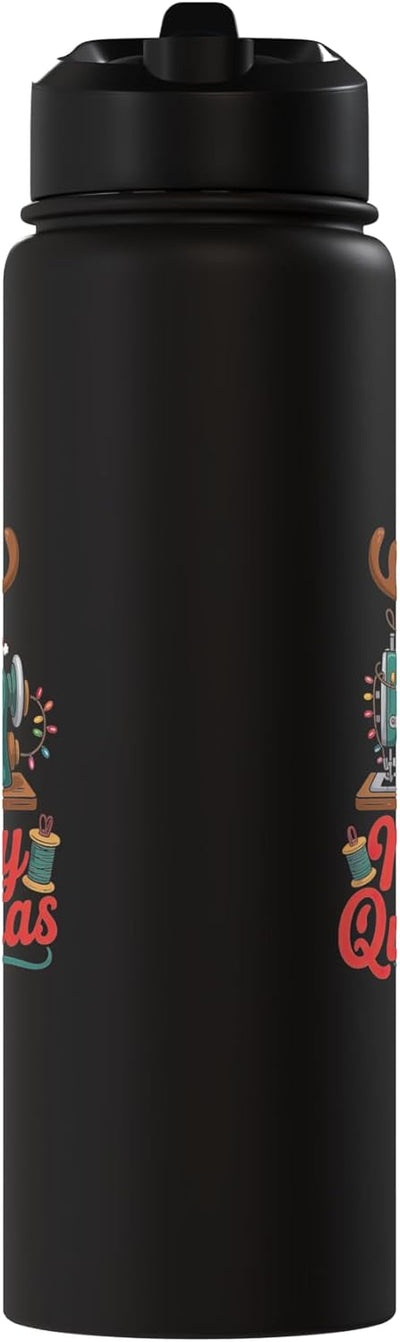 Botella de agua acero inoxidable aislada navideña con Santa