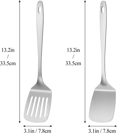 Juego de 2 espátulas de metal ChefBee acero inoxidable ranurada para cocina