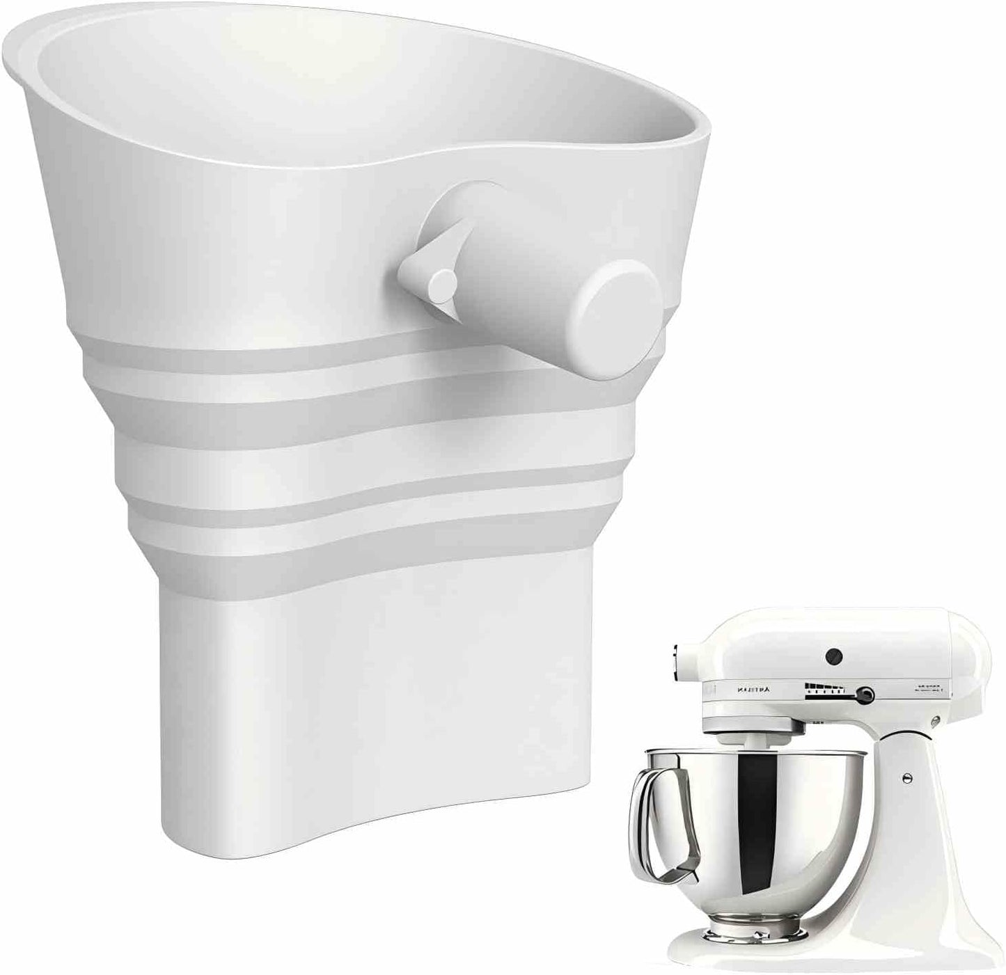 Embudo harina para mezcladora con canal plegable y lavable
