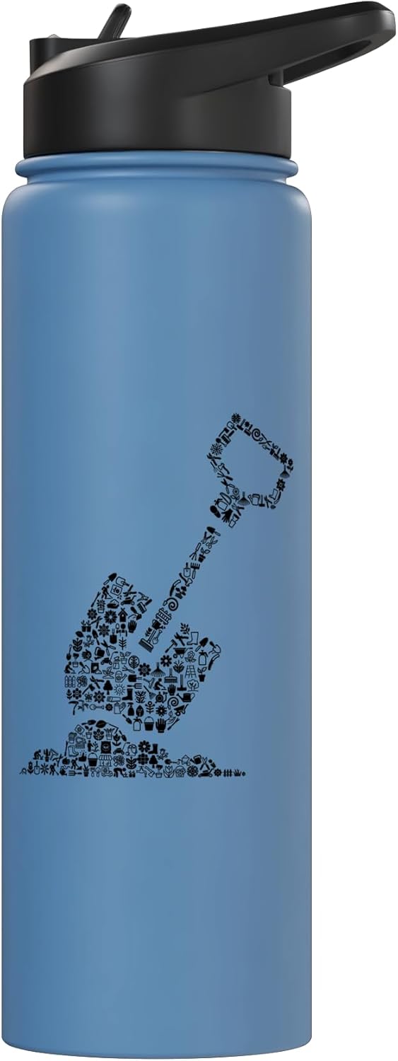 Botella de agua acero inoxidable aislada para jardinería