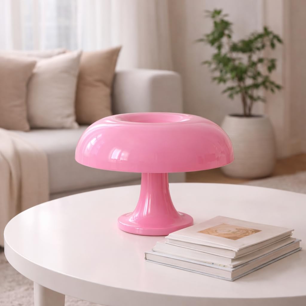 Lámpara de hongo rosa moderna para dormitorio 2700K