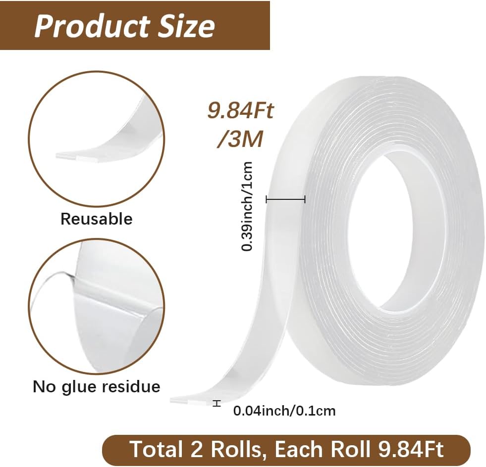 Cinta para cortinas 10ft doble cara transparente 1cm